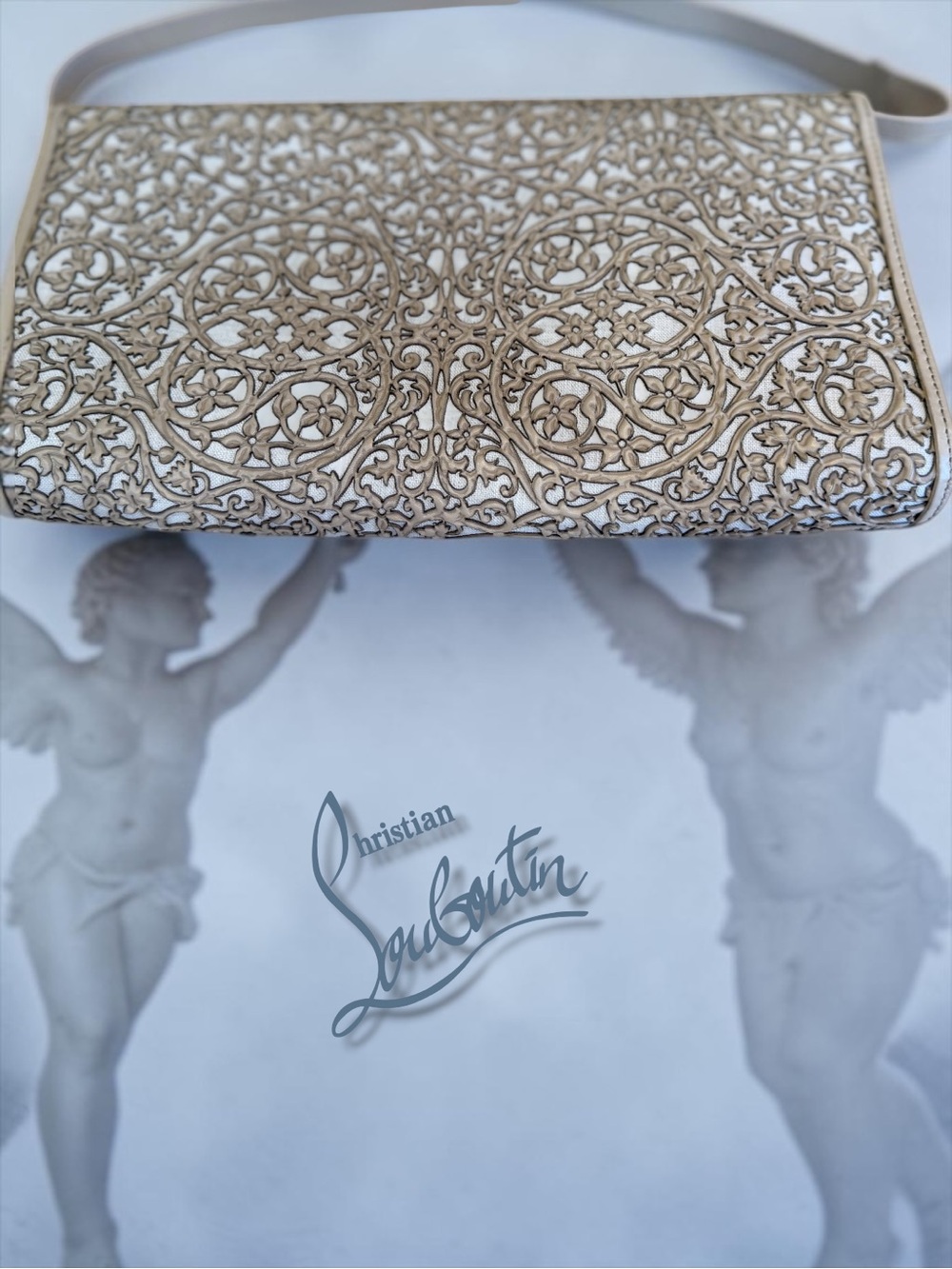 ✨ RARE Christian Louboutin Evita Pampas Laser-Cut Leather Clutch Bag Excellent ✨ - Picture 5 of 12